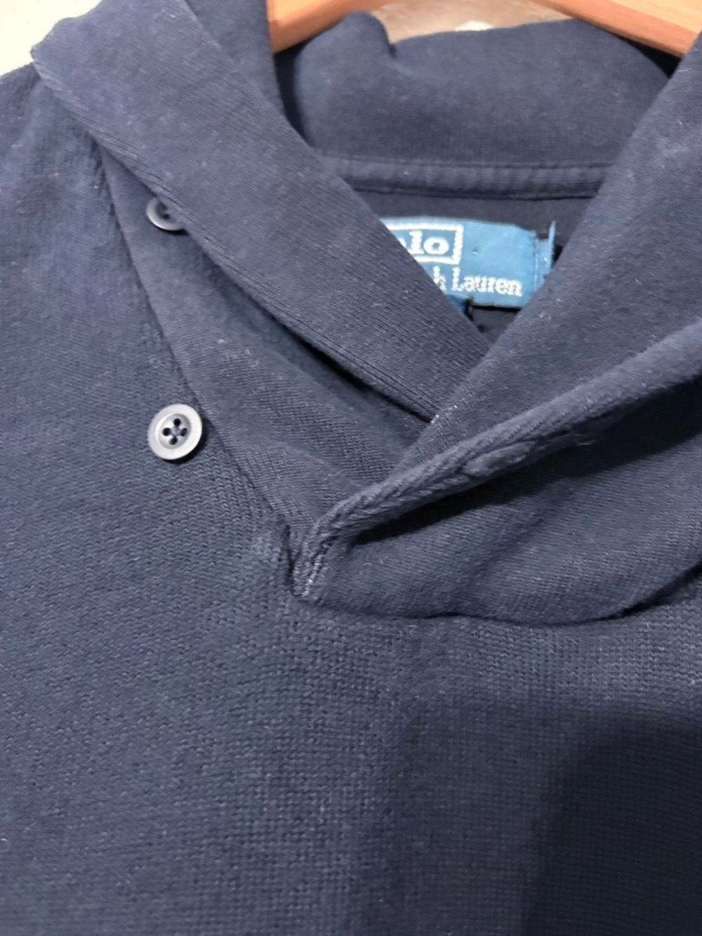 Polo Ralph Lauren Navy Shawl-Collar Sweater‎ with Orange Pony Logo XL Very Soft - Picture 3 of 14